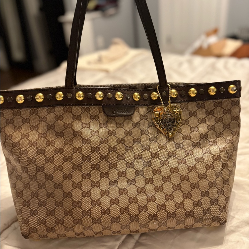Gucci Brown Tote Bag with Gold Accents